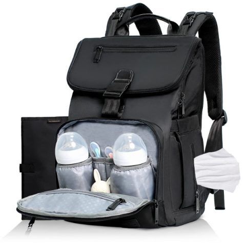 Mochila de pañales para bebés gris oscuro